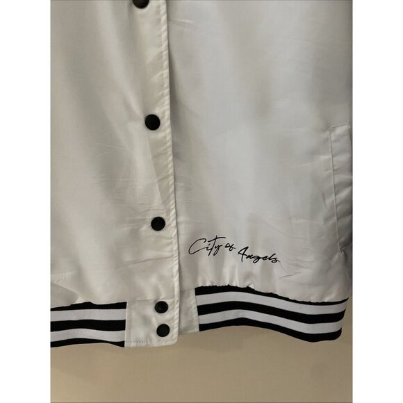 Vintage Y2K  rue21 Satin Varsity Jacket Size Medium White Los Angelos California - Picture 9 of 16